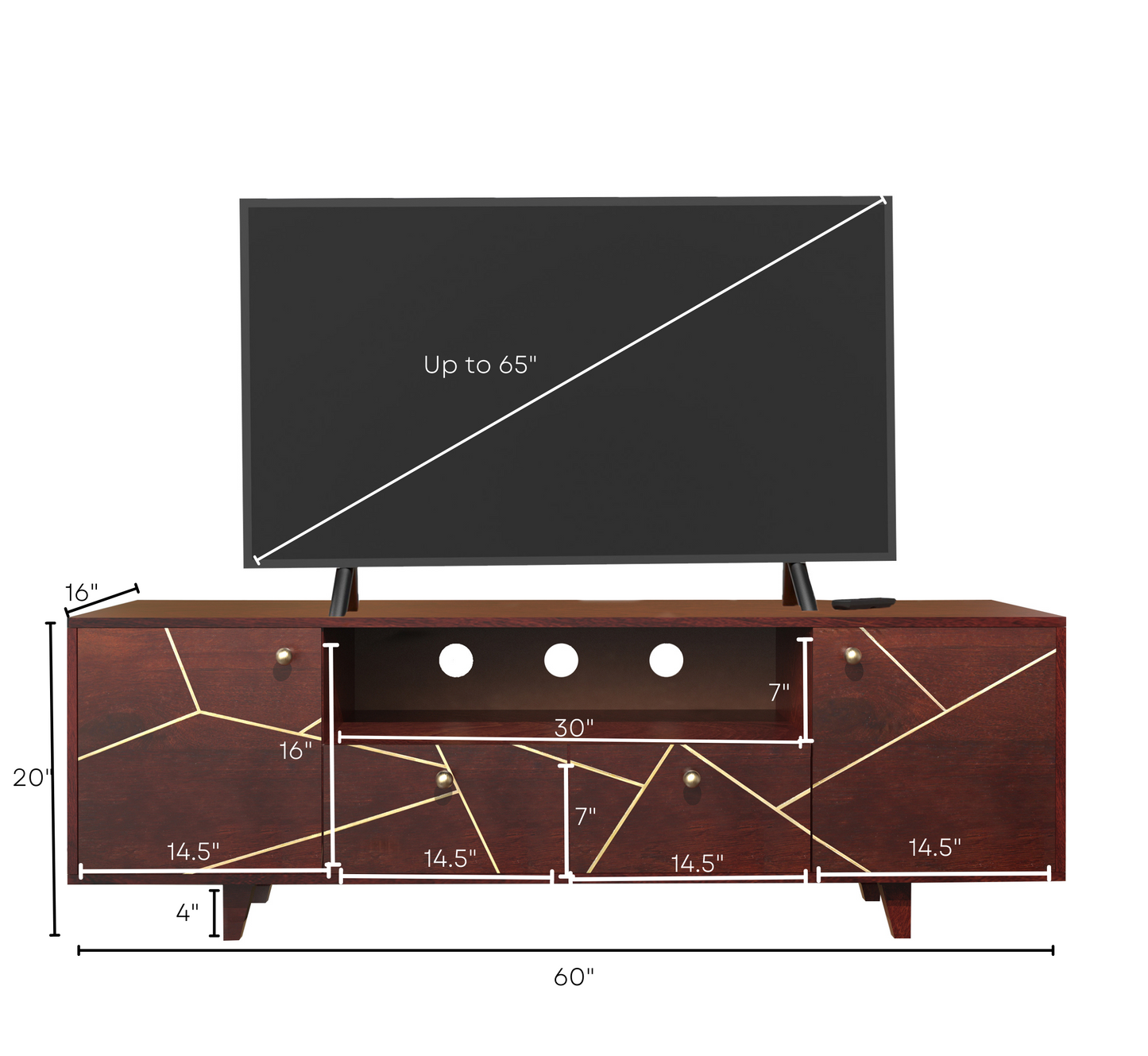 Imbibe Brass Inlay Wooden TV Cabinet
