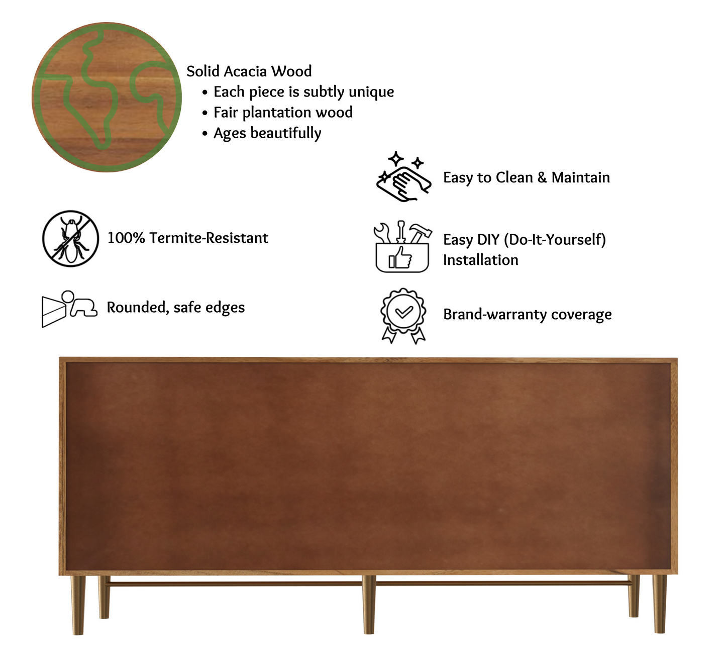 Eclectic Wooden 72" Sideboard