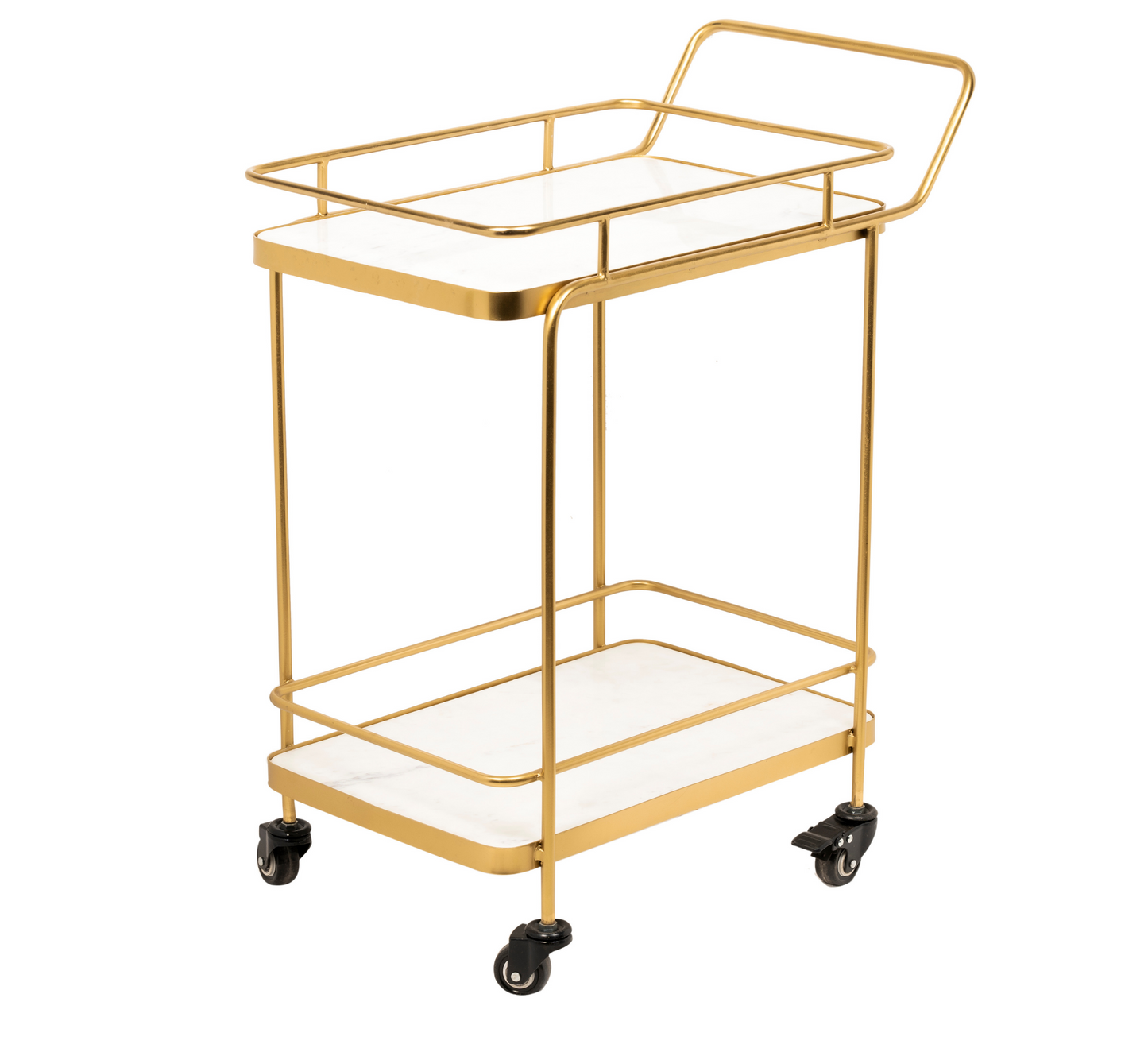 Panache 2-Tier White Marble Serving Trolley