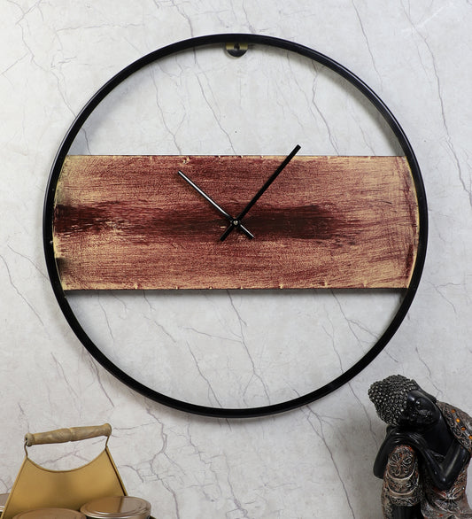 Black & Brown Round Wall Clock