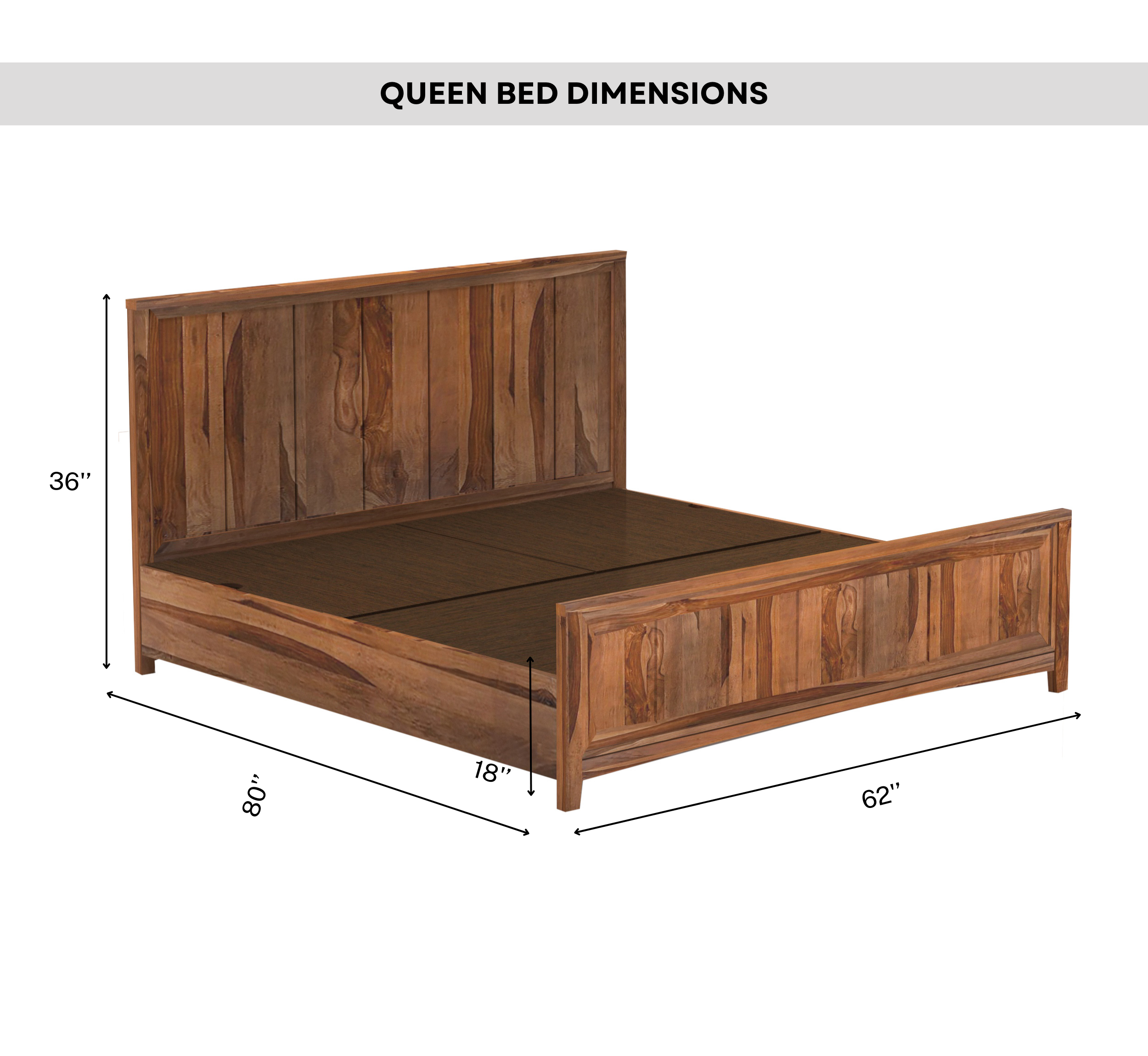 Mile 100% Solid Wood Bed