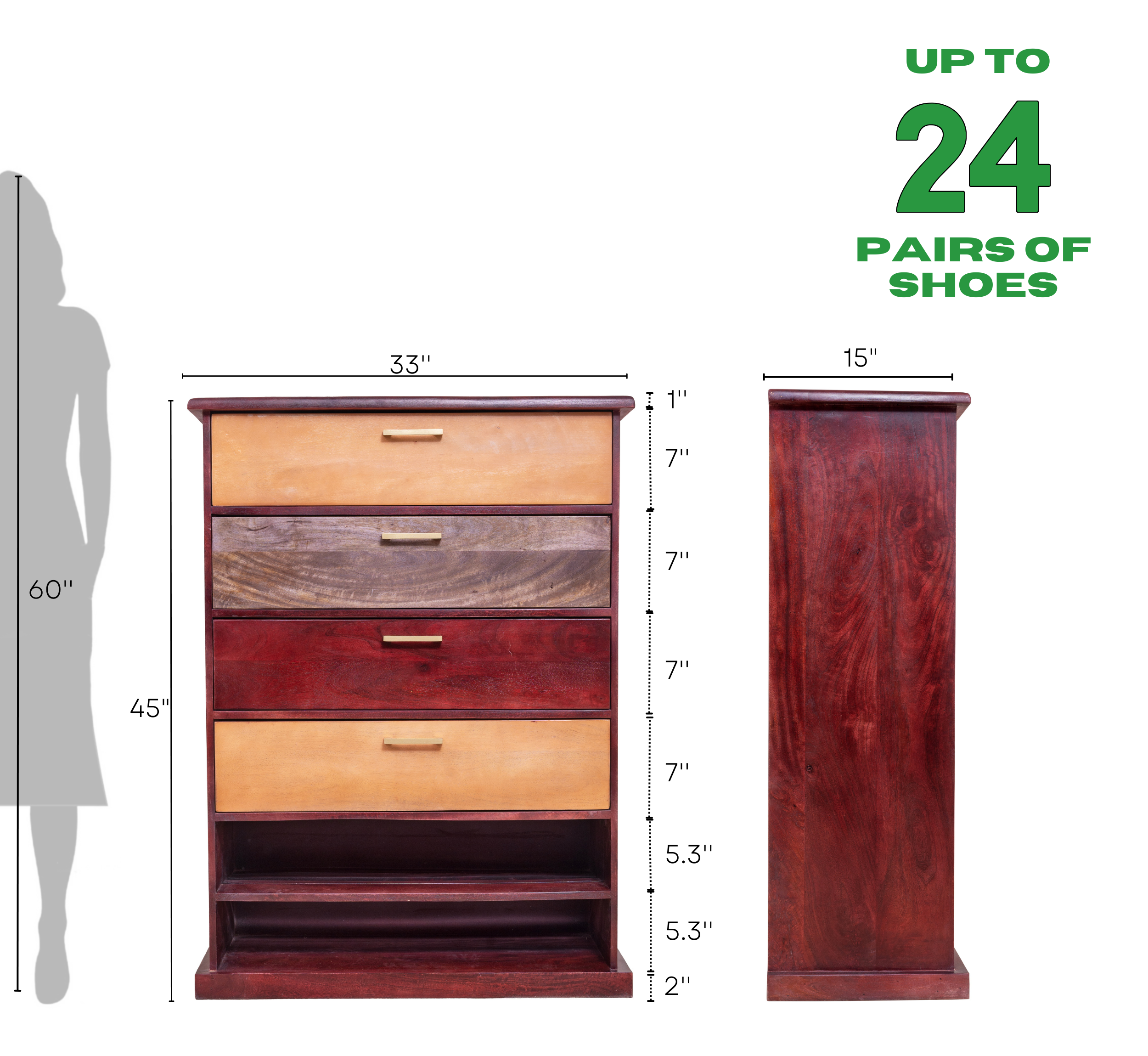Ombre Wooden 6-Tier Shoe Cabinet