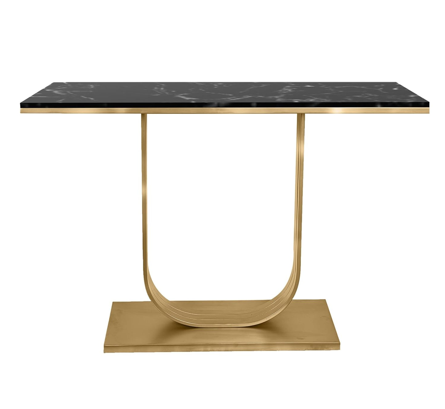Cei-U-Design-Console Table in Mild Steel/ Black Marble | Glam Gold