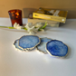 Crystal Agate Stone Silver Plated Coaster Set of 4 Table Coaster for Bar Beer Coffee Tea Drinking Coasters for Dining Table Hot Pots- Blue