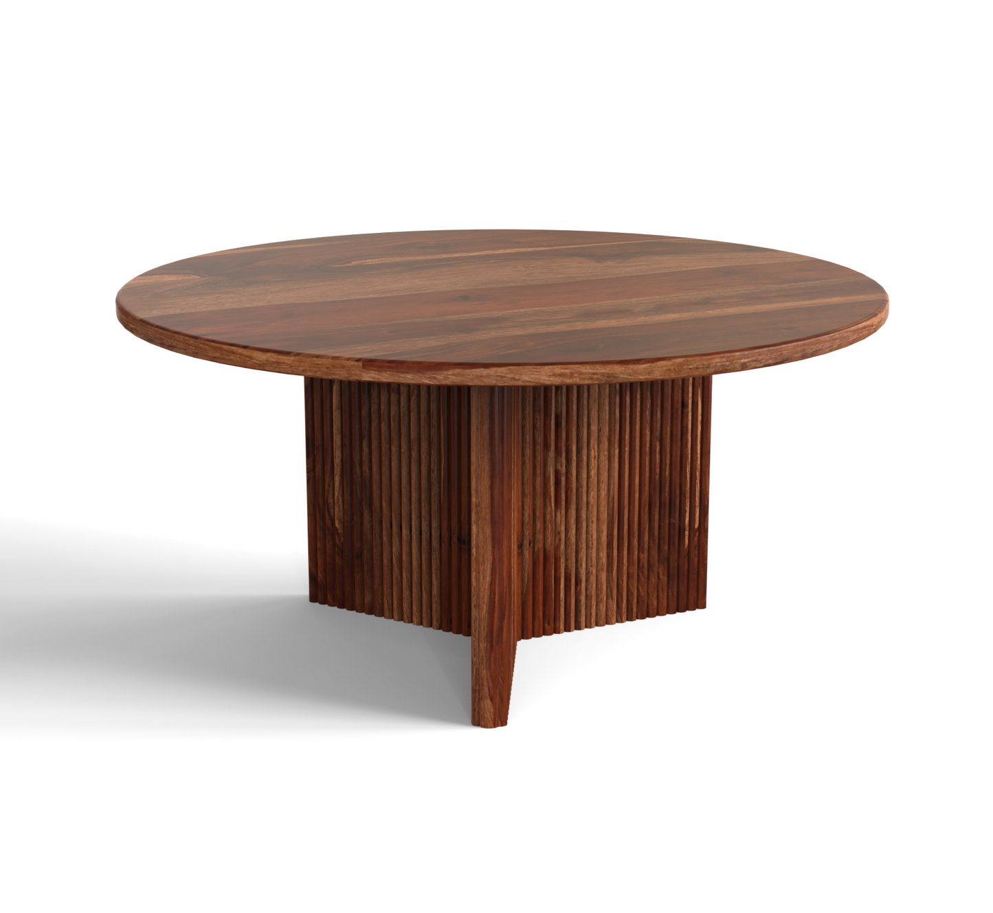 Round Centre Table with Fluted Pedestal in Sheesham Wood