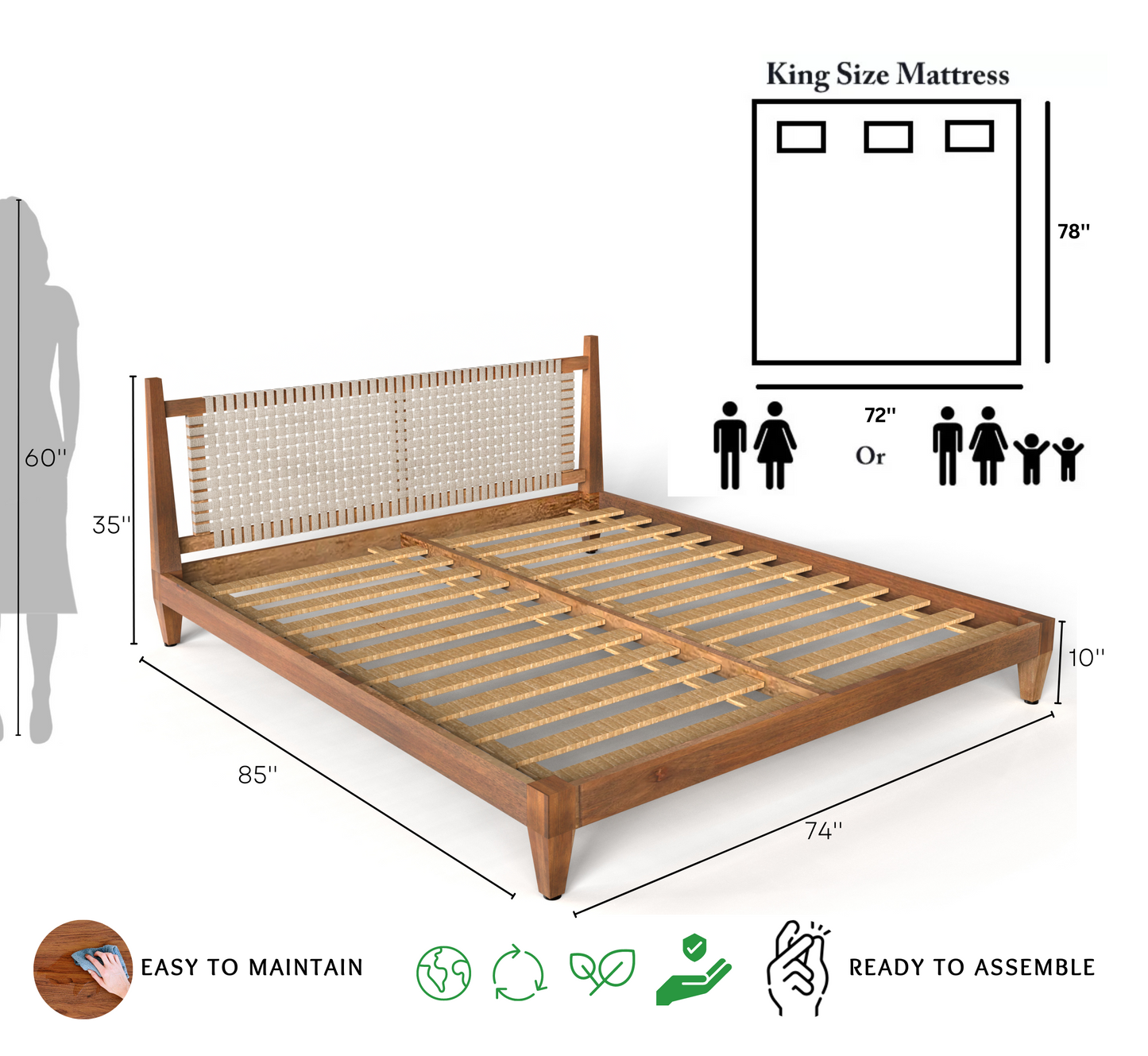 Namona 100% Solid Wood Bed