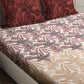 Cream Floral TC Cotton Blend Super King Size Fitted Bedsheet with 2 Pillow Covers