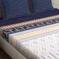 Multi Geometric TC Cotton Blend Super King Size Fitted Bedsheet with 2 Pillow Covers