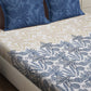 White Floral TC Cotton Blend Super King Size Fitted Bedsheet with 2 Pillow Covers