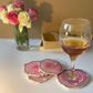 Crystal Agate Stone Silver Plated Coaster Set of 4 Table Coaster for Bar Beer Coffee Tea Drinking Coasters for Dining Table Hot Pots- Pink