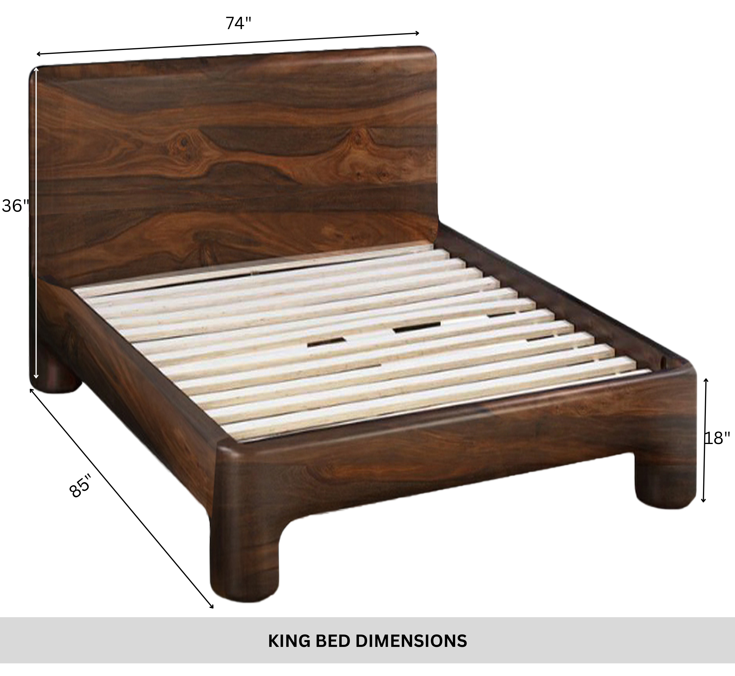 Kram 100% Solid Wood Bed