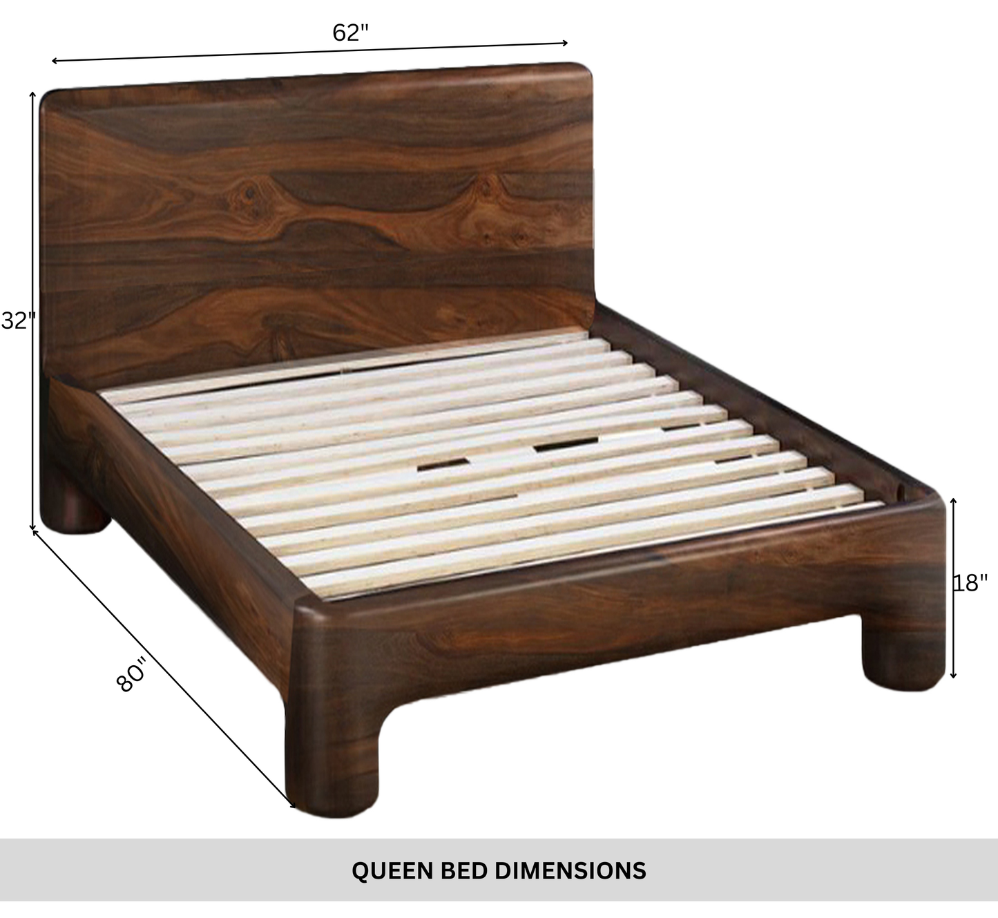 Kram 100% Solid Wood Bed