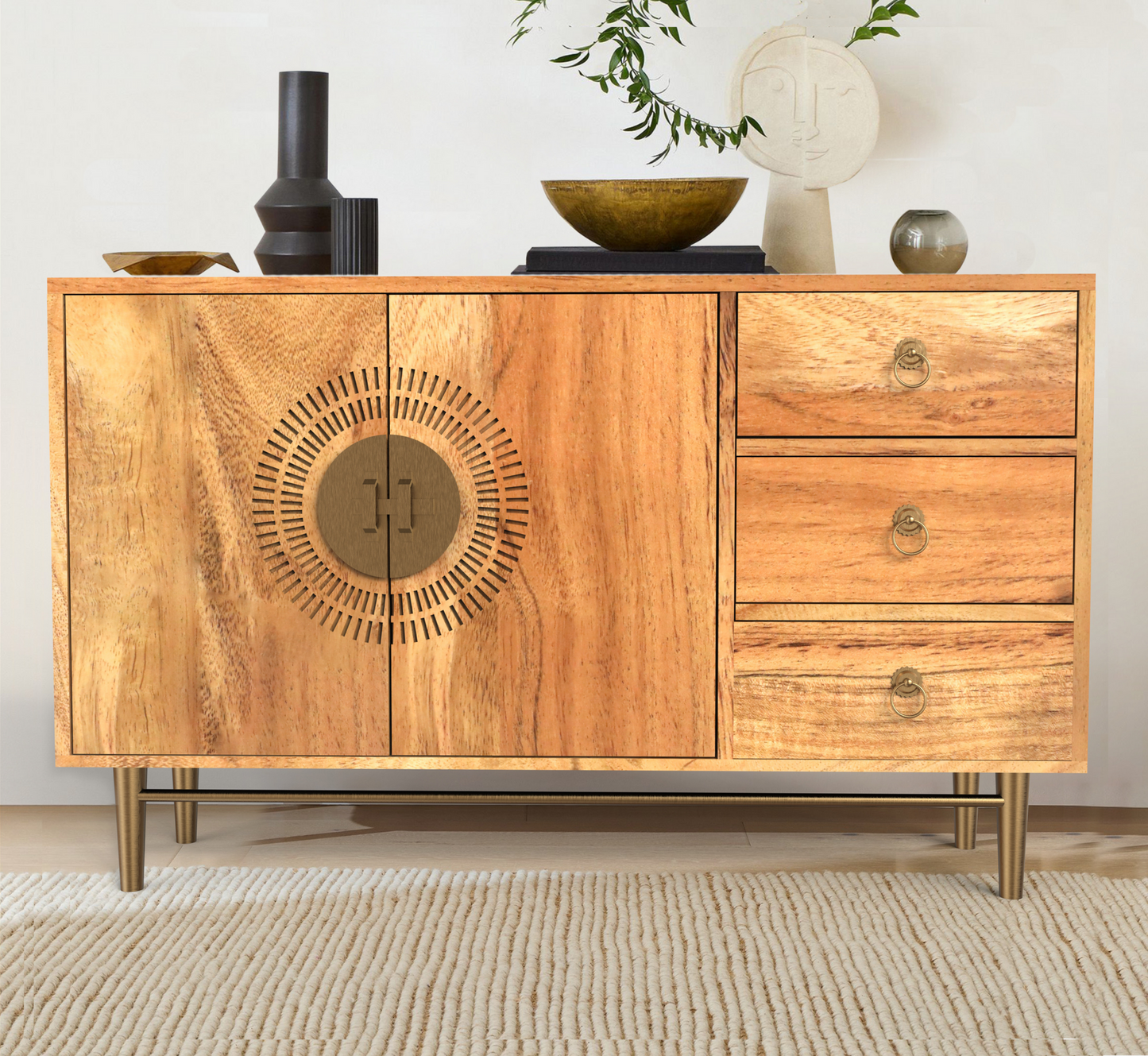 Eclectic Wooden 54" Sideboard