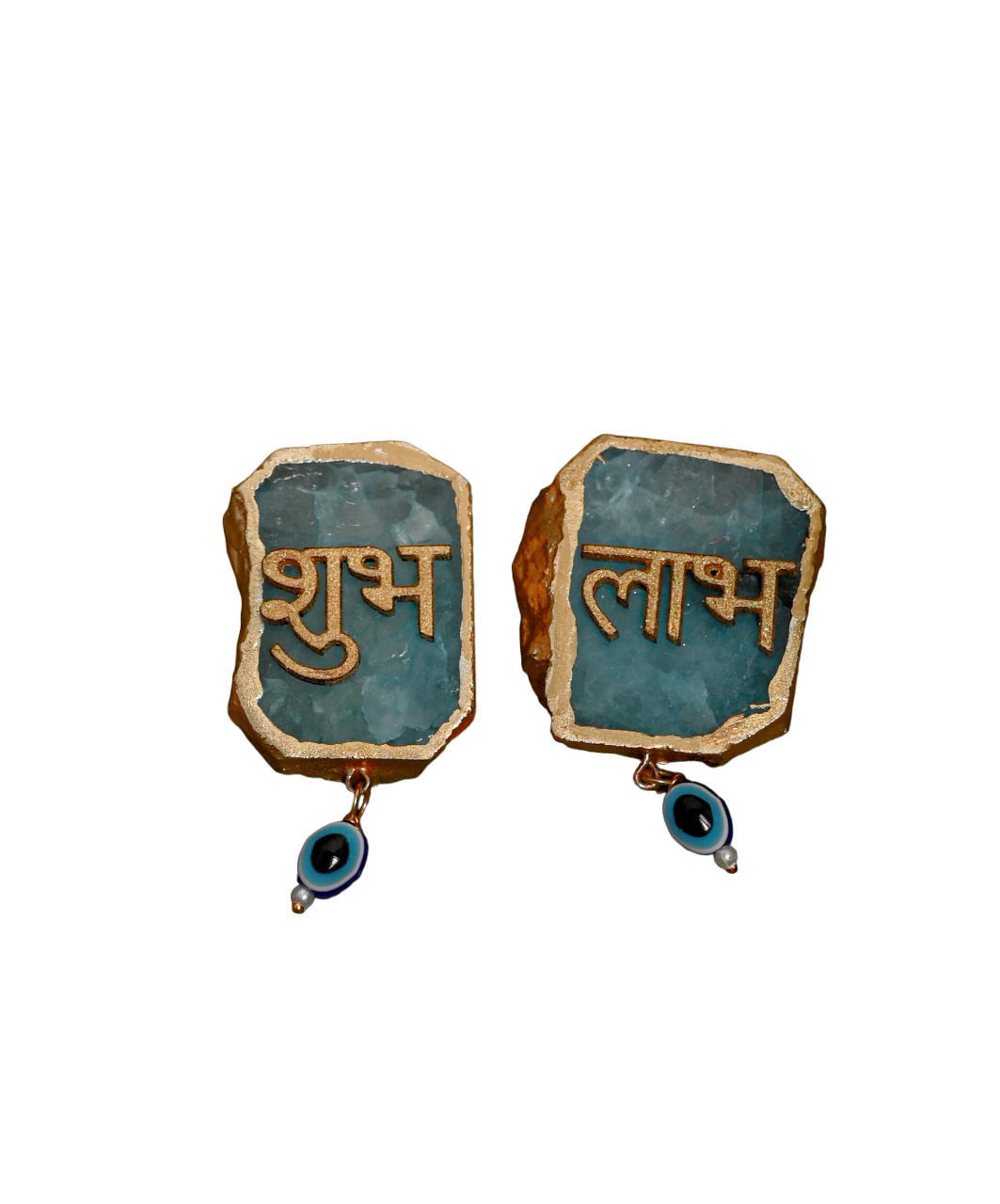 Handcrafted Agate Shubh Labh Door Hangings Showpiece Perfect for Diwali Weddings or House Warmings Garland- Turquoise