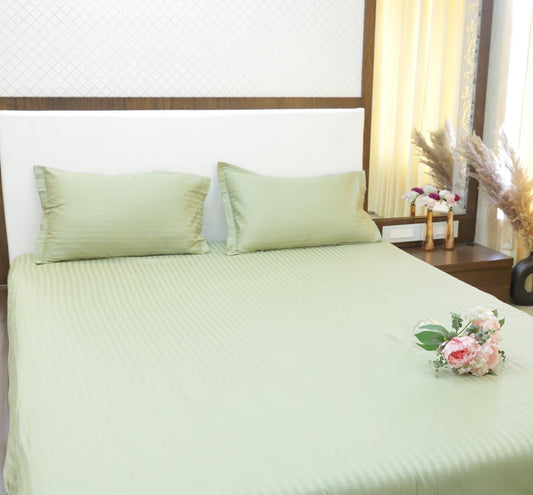 Moss Gray Striped Bedding Set