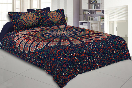 Blue Florals Bedsheet with 2 Pillow Covers
