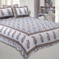 240 TC 100 % Pure Cotton Paisley Floral Ethnic Grey Border Jaipur BedSheet with 2 Pillow Covers