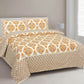 240 TC Cotton 100 % Pure Cotton Golden Color Zigzag Border Jaipuri BedSheet with 2 Pillow Covers