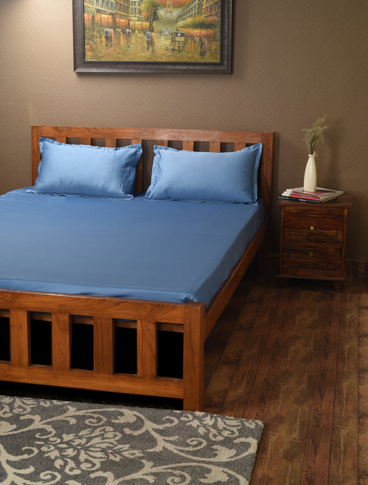 Blue Velvet Solid Bedsheet
