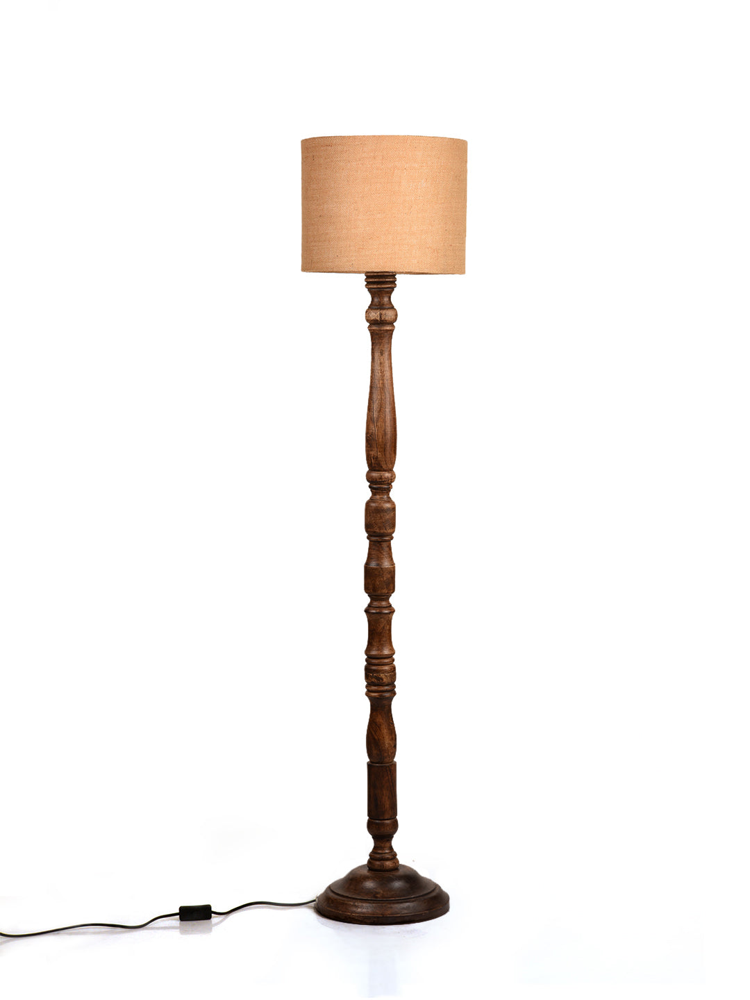 Dark Brown Floor Lamp with Brown Jute Shade