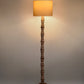 Distress White Floor Lamp with Brown Jute Shade