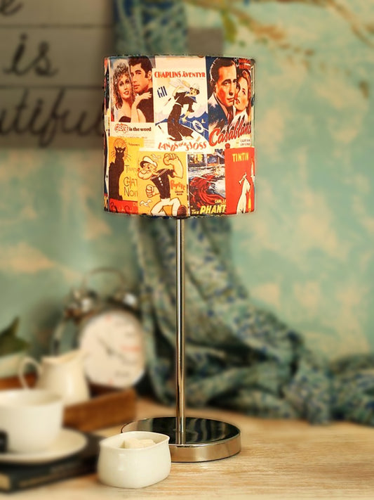 Metal Chrome Finish Lamp with Classic Hollywood Lamp Shade