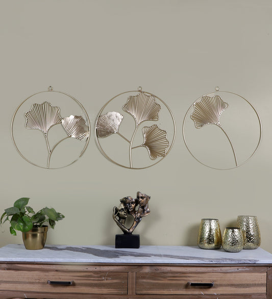 Golden Leaves Ring Wall Decor Set of 3
