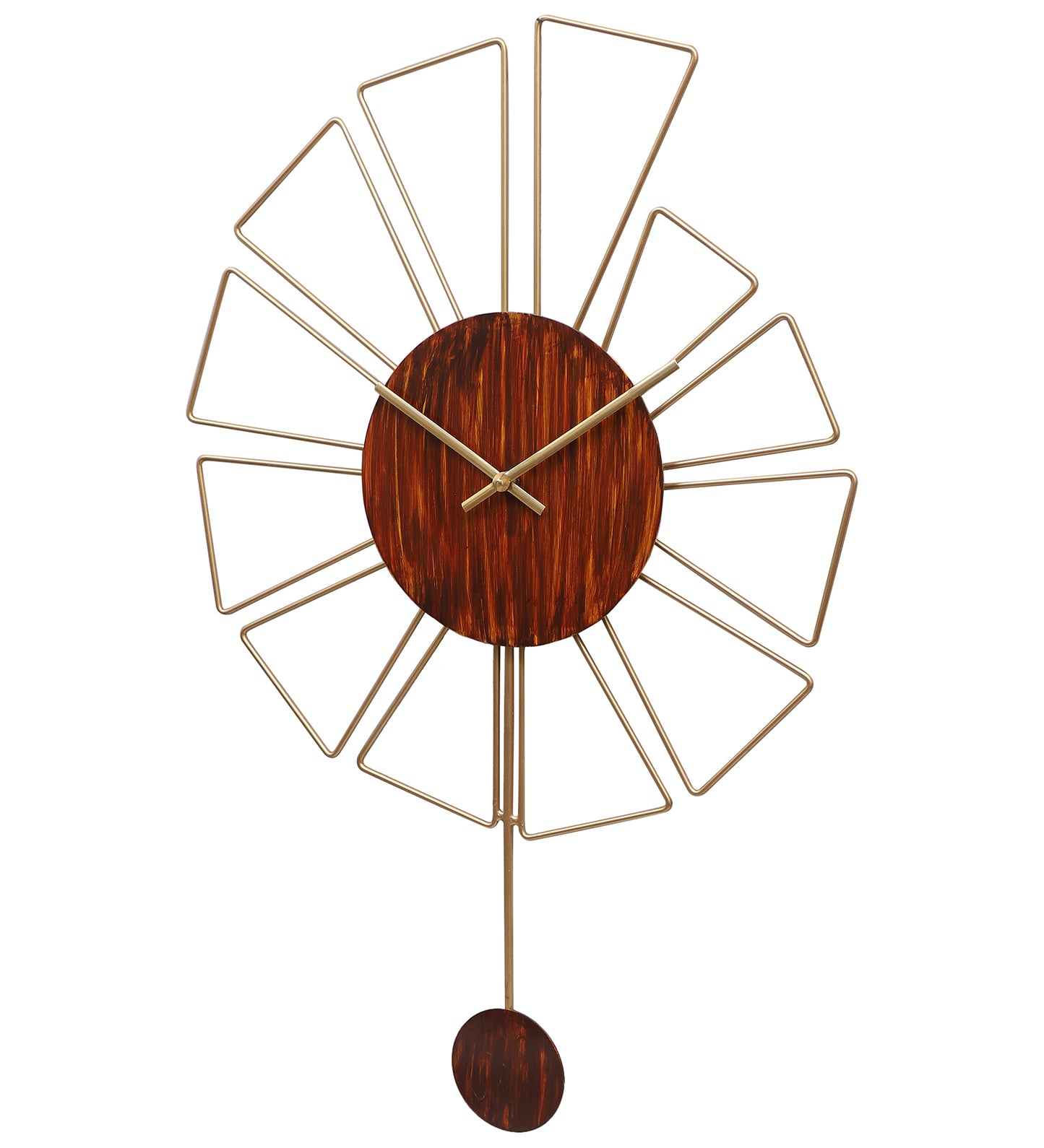 Gemoetric Brown & Gold Pendulam Clock