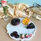 Marble Platter 8 Inches Decorative Floral Shape Platter Fruit Dessert Cup Cake for Birthday Anniversary- White