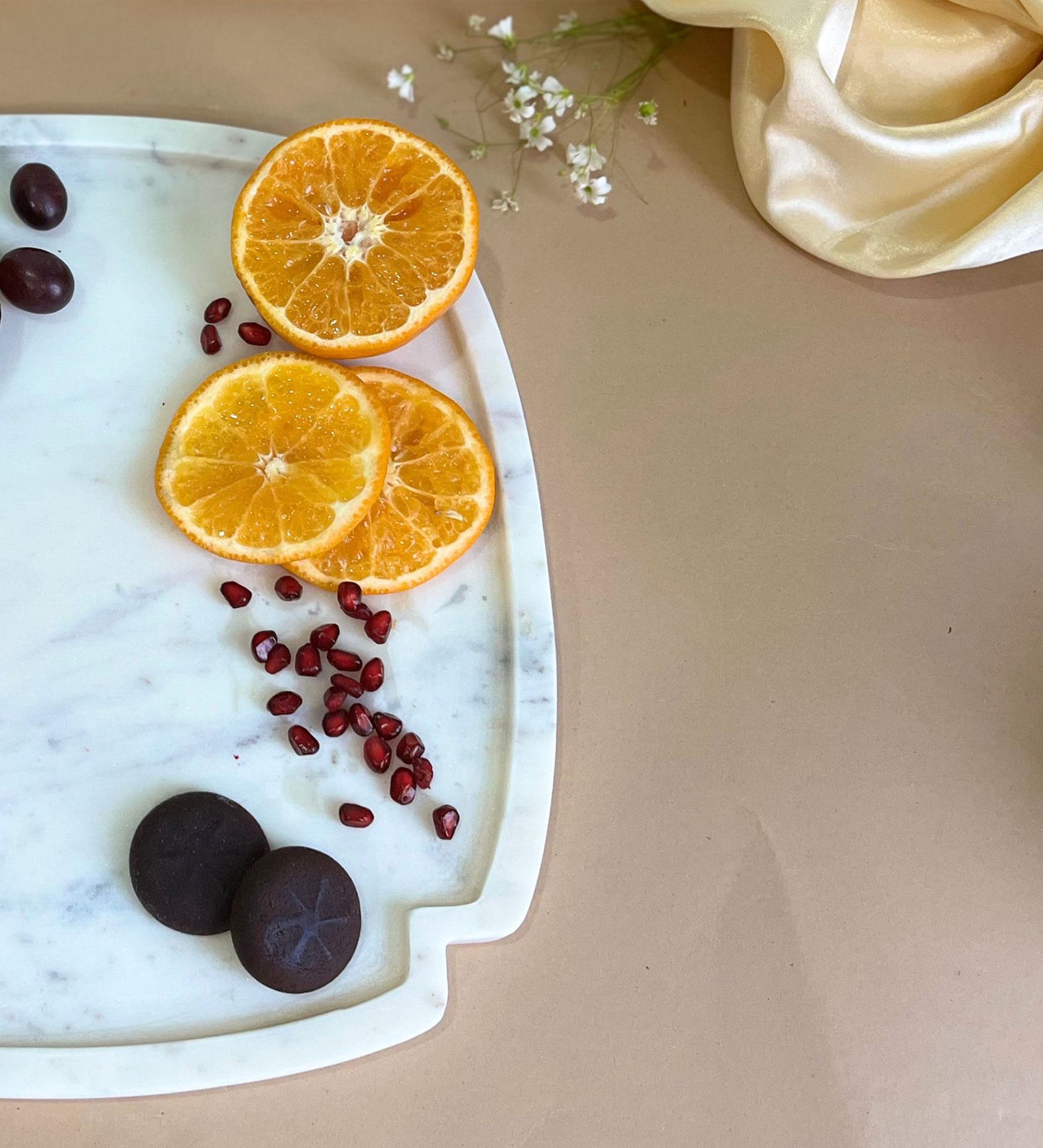 Marble Platter 10 Inches Decorative Cross Shape Platter Fruit Dessert Cup Cake for Birthday Anniversary- White
