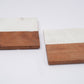 Marble and Wood Coaster Set of 2 for Tea Coffee Cocktail Handmade Marble Coaster for Hot & Cold Drinks Coaster for Dining Table Home and Office Square- White
