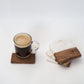 Marble and Wood Coaster Set of 4 for Tea Coffee Cocktail Handmade Marble Coaster for Hot & Cold Drinks Coaster for Dining Table Home and Office Square- White