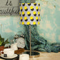 Metal Chrome Finish Lamp with Multicolor Yellow Polka Lamp Shade