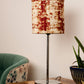 Metal Chrome Finish Lamp with Pleeted Multicolor Maroon Shade