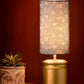 Metal Golden Table Lamp with Floral Vines Print Shade
