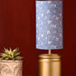 Metal Golden Table Lamp with Floral Vines Print Shade