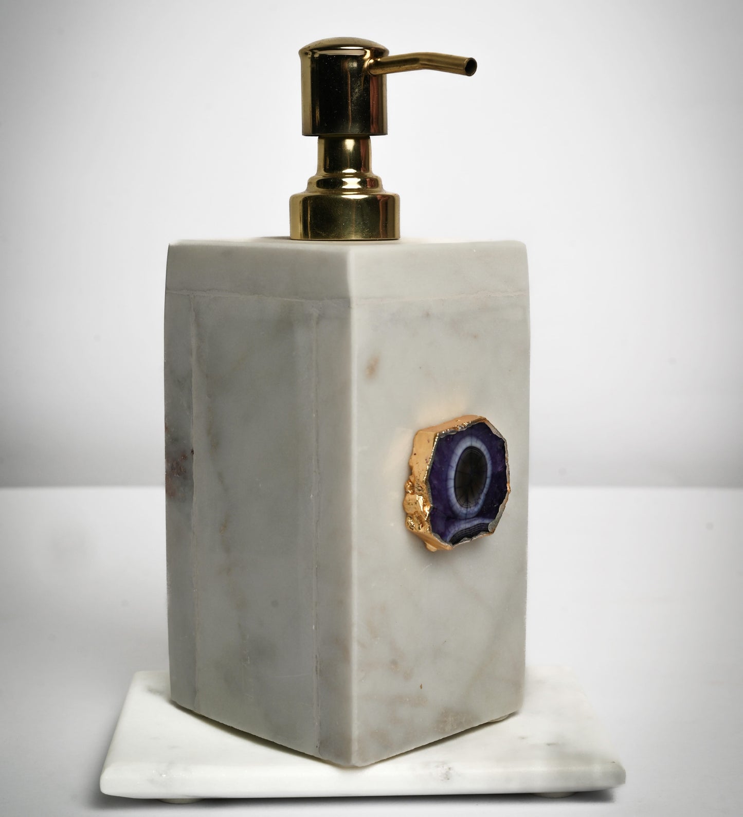 Soap Dispenser for Bathroom Agate Marble Liquid Hand wash with Pump for Kitchen Wash Basin Bathroom Accessories- Purple
