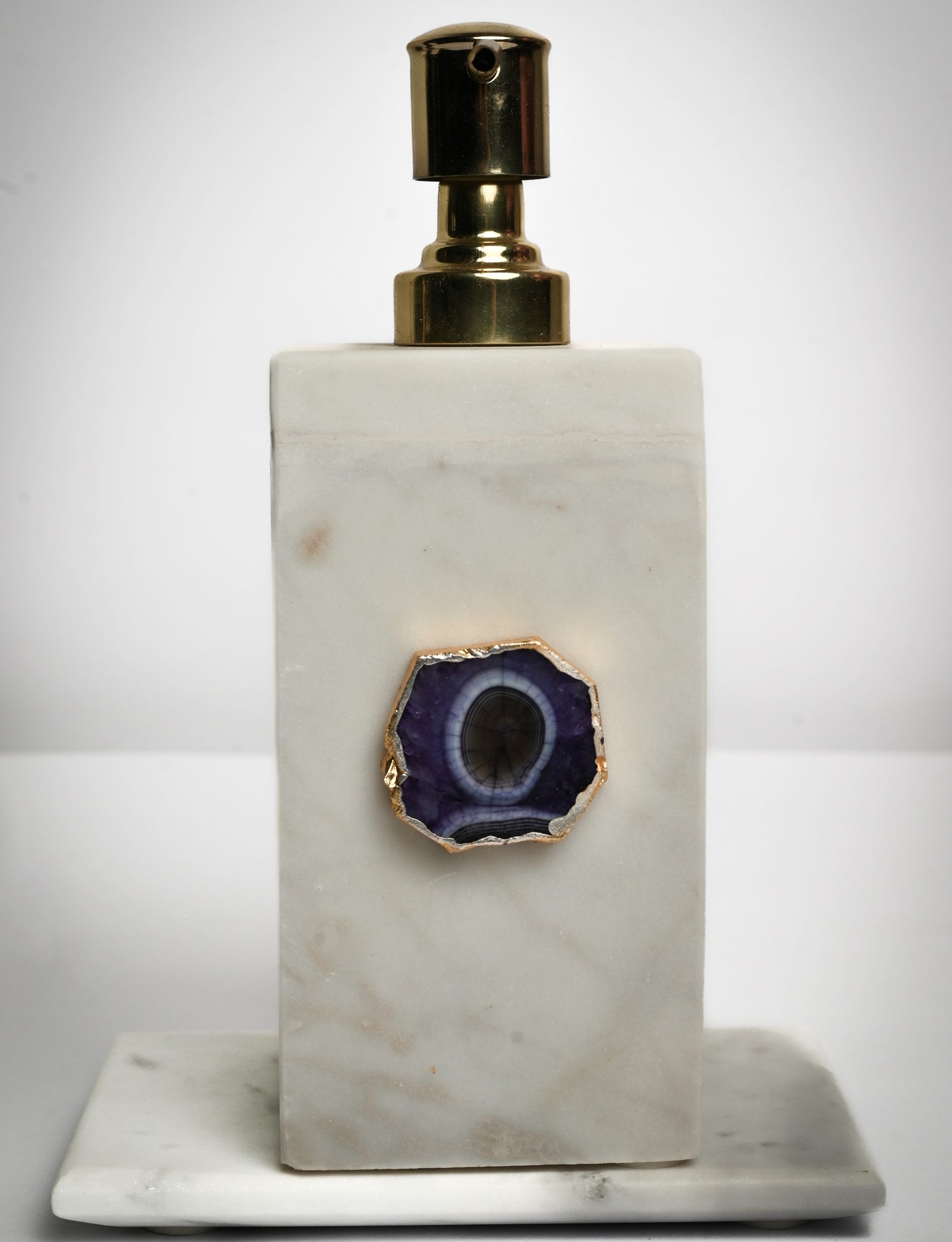 Soap Dispenser for Bathroom Agate Marble Liquid Hand wash with Pump for Kitchen Wash Basin Bathroom Accessories- Purple