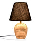 Striped Wooden White Lamp with Black Jute Shade
