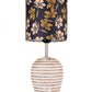 Stripped Distress White Lamp with Black Floral multicolor shade