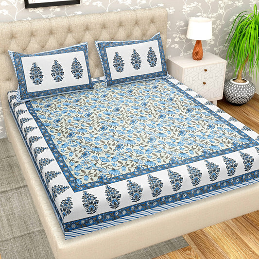 330 TC Inspiring Interiors Jaipuri Hand Printed Super King Size Double Bedsheet Made up of 100% Cotton fabric with two pillow covers._12