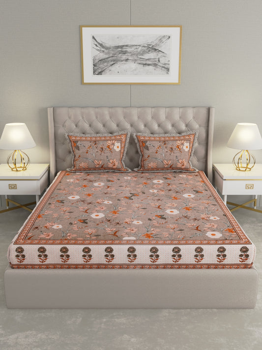 330 TC Super Jaipuri Print King Size Double Bedsheet Made up of 100% Cotton fabric with Two Pillow Covers._6