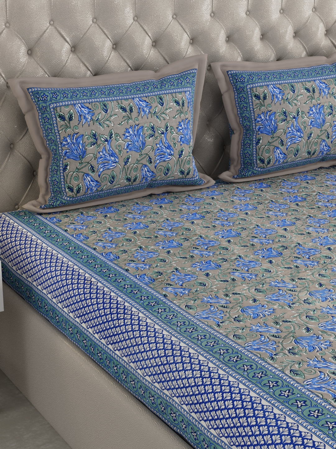 330 TC Super Jaipuri Print King Size Double Bedsheet Made up of 100% Cotton fabric with Two Pillow Covers._7
