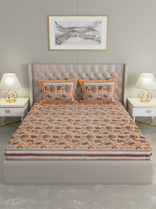 330 TC Super Jaipuri Print King Size Double Bedsheet Made up of 100% Cotton fabric with Two Pillow Covers._8