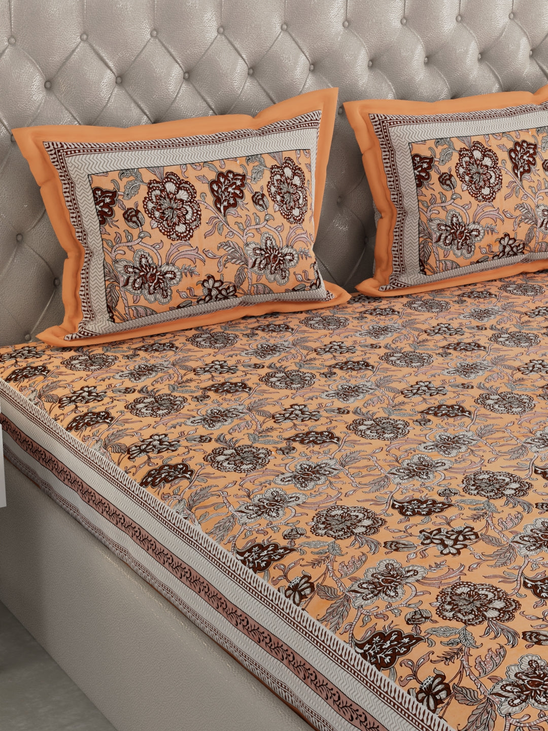 330 TC Super Jaipuri Print King Size Double Bedsheet Made up of 100% Cotton fabric with Two Pillow Covers._8