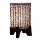 Wooden Brown Base Lamp with pleeted Blue Tinyleaves Soft Shade