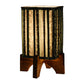 Wooden Brown Base Lamp with pleeted Green Blockprint Soft Shade