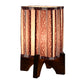 Wooden Brown Base Lamp with pleeted Red Leafyprint Soft Shade