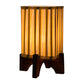Wooden Brown Base Lamp with pleeted Yellow Candyprint Soft Shade