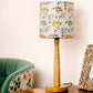 Wooden Brown Lamp with Blue Gardenia Shade
